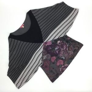 Smash Pattern Blocked Dolman Sleeve Blouse, Medium